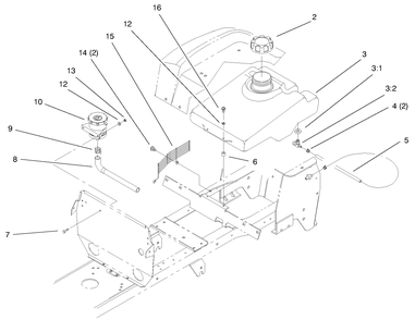 Fuel Tank & Hydro Reservoir Assembly Diagram and Parts List for 72070 9900001 - 9999999 Toro Lawn Tractor