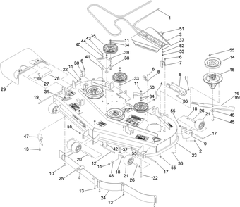Deck Assembly Diagram and Parts List for 74296 (310000001-310999999)(2010) Toro Lawn Mower