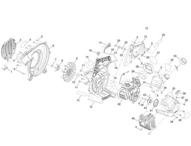 Engine And Housing Assembly Diagram and Parts List for 51988 321000001 - 321999999 Toro Leaf Blower / Vacuum