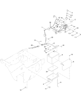 Battery And Electrical Assembly Diagram and Parts List for 23208 405700000 - 407969999 Toro Stump Grinder
