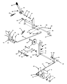 Clutch, Brake And Speed Control Linkage Diagram and Parts List for 73400 6900001 - 6999999 Toro Lawn Tractor