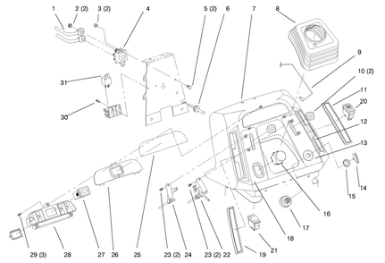 Dash Diagram and Parts List for 72104 7900001 - 7999999 Toro Lawn Tractor