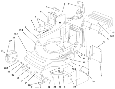 Housing Assembly Diagram and Parts List for 21013 8900001 - 8999999 Toro Lawn Mower