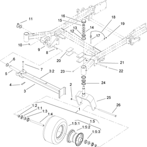 Caster And Z Stand Assembly Diagram and Parts List for 74268 (250000001-250999999)(2005) Toro Lawn Mower