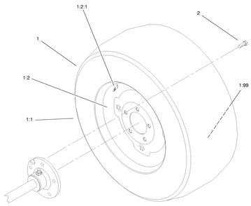 Wheel Assembly Diagram and Parts List for 73561 9900001 - 9999999 Toro Lawn Tractor