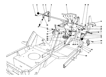 Shift & Clutch Assembly Diagram and Parts List for 57300 1000001 - 1999999 Toro Lawn Tractor