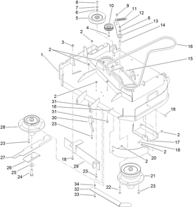 Deck Drive And Baffle Assembly Diagram and Parts List for 30071 404320000-999999999 Toro Lawn Mower
