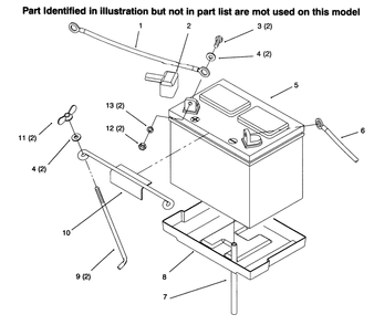 Battery Diagram and Parts List for 73363 6900001 - 6999999 Toro Lawn Tractor