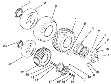 Wheels And Tires Diagram and Parts List for 73420 4900001 - 4999999 Toro Lawn Tractor