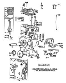 Engine Briggs & Stratton Model 130292-1671-02 Diagram and Parts List for 58160 3000001 - 3999999 Toro Tiller