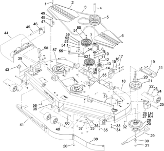 Deck Assembly Diagram and Parts List for 74269 (260000001-260999999)(2006) Toro Lawn Mower