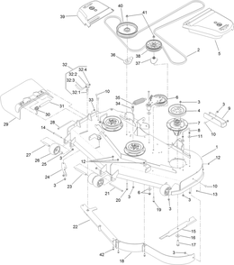 Deck Assembly Diagram and Parts List for 74960 (316000001-316999999)(2016) Toro Lawn Mower