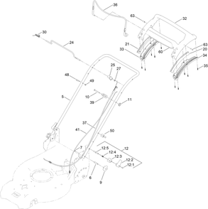 Handle Assembly Diagram and Parts List for 21565 412900000 - 999999999 Toro Lawn Mower