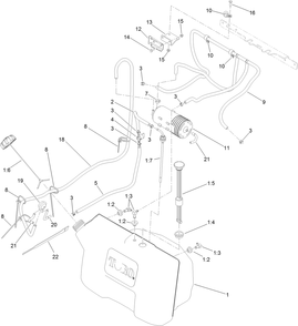 Fuel Tank Assembly Diagram and Parts List for 79534 (316000001-316999999)(2016) Toro Lawn Mower