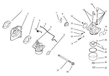 Part Location Diagram of 1285343 Toro Kit-Carburetor (Incl Ref. #2-6)