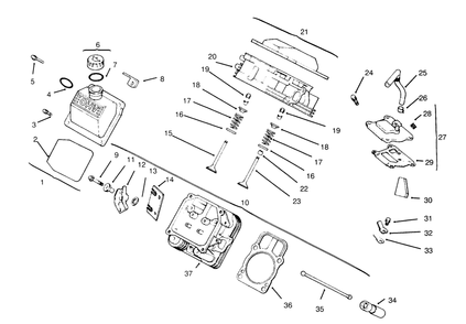 Cylinder Head, Valve & Breather Diagram and Parts List for 30610 690001 - 699999 Toro Lawn Tractor