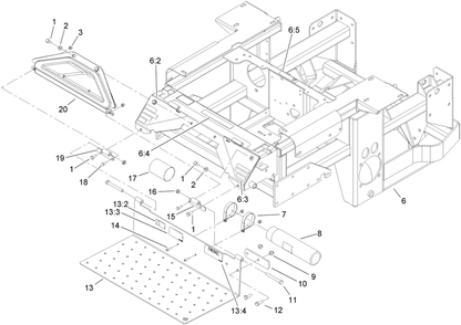 Engine Frame, Console And Floor Pan Assembly Diagram and Parts List for 74269CP (270000001-270999999)(2007) Toro Lawn Mower