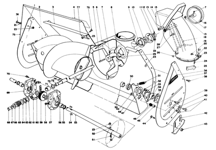 Auger Assembly Diagram and Parts List for 38155 7000001 - 7999999 Toro Snow Blower