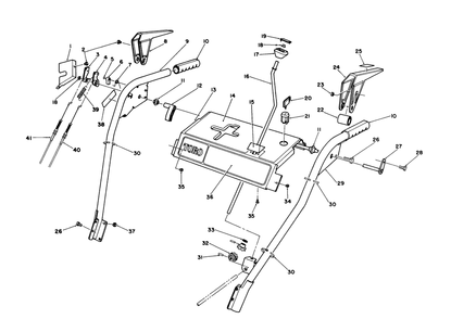 Handle Assembly Diagram and Parts List for 38570 0000001 - 0999999 Toro Snow Blower