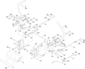 Motion Control Assembly Diagram and Parts List for 75734 410210000 - 413999999 Toro Lawn Tractor