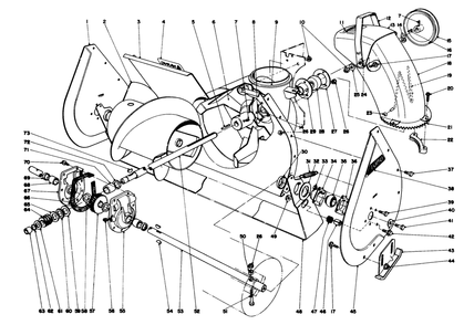Auger Assembly Diagram and Parts List for 31625 7000001 - 7999999 Toro Snow Blower