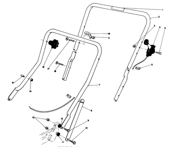 Handle Assembly Diagram and Parts List for 20588 7000001 - 7999999 Toro Lawn Mower