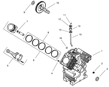 Group 2-Crankcase Diagram and Parts List for 22305 990001 - 991007 Toro Lawn Tractor Accessories