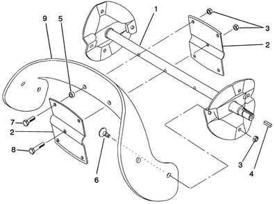 Rotor Assembly Diagram and Parts List for 38196 3900001 - 3999999 Toro Snow Blower