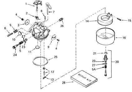 Carburetor No. 632334 Diagram and Parts List for 38080 8000001 - 8999999 Toro Snow Blower