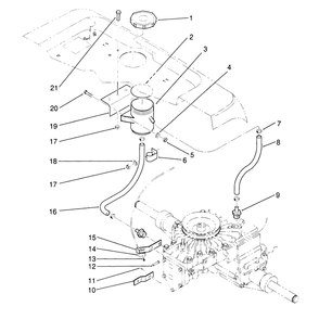 Hydraulic Reservoir Assembly Diagram and Parts List for 22-14OE01 1000001 - 1999999 Toro Lawn Tractor