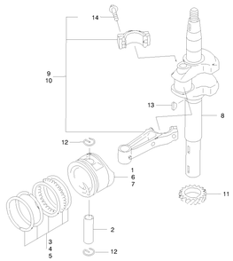 Piston/Crankshaft Diagram and Parts List for 22172 9900001 - 9999999 Toro Lawn Mower