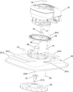 Engine, Impeller And Deck Assembly Diagram and Parts List for 2611 313000001 - 313999999 Toro Lawn Tractor Accessories