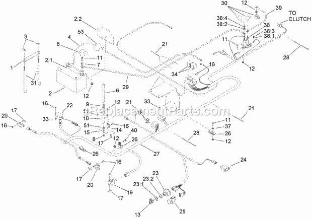 Electrical Assembly Diagram and Parts List for 74237 270000001-270999999 Toro Lawn Mower