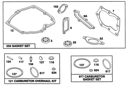 Engine Briggs & Stratton Model 122702-3188-01 Diagram and Parts List for 20212 1000001 - 1999999 Toro Lawn Mower