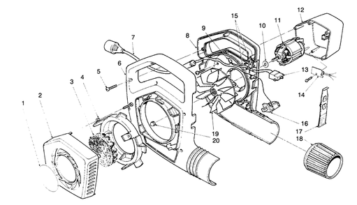 Blower Assembly Diagram and Parts List for 51575 39000001 - 39999999 Toro Leaf Blower / Vacuum
