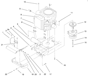 Twin Cyl. Engine, Muffler, & Pto Assembly Diagram and Parts List for 72115 9900001 - 9999999 Toro Lawn Tractor