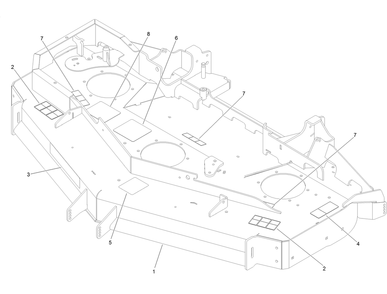 Deck Decal Assembly Diagram and Parts List for 74942TE 402364843-404319999 Toro Lawn Tractor