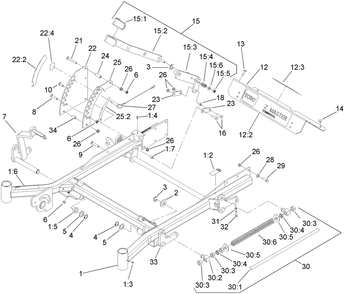 Front Frame Assembly Diagram and Parts List for 74265TE (270000001-270999999)(2007) Toro Lawn Mower