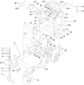 Part Location Diagram of 117-7680 Toro FRAME Assembly