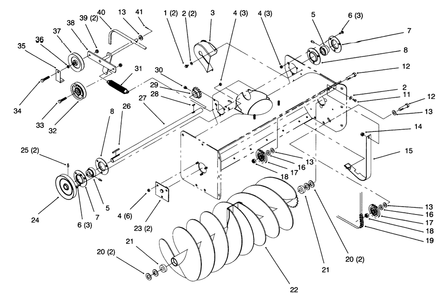 Auger Diagram and Parts List for 79360 6900001 - 6999999 Toro Lawn Tractor