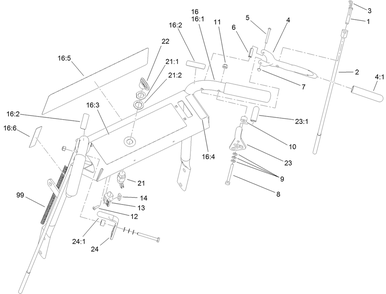 Handle Assembly Diagram and Parts List for 39638 400000000-404324999 Toro Lawn Mower