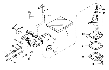Carburetor No. 632141 Engine Model No. Ah520, Type 1601 (Used On Units With Serial No. 0510158 & Up) Diagram and Parts List for 38100 0500000 - 0999999 Toro Snow Blower