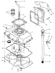 Oil Base & Fill Tube Assembly Diagram and Parts List for 74101 690001 - 699999 Toro Lawn Tractor