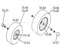 13.000 Wheels, Tires, Tubes Diagram and Parts List for 2-0210 1971 Toro Lawn Tractor
