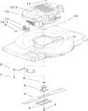 Engine and Blade Assembly Diagram and Parts List for 20003 260000001-260999999 - 2006 Toro Lawn Mower