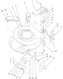 Housing, Handle Brackets and Wheel Assembly Diagram and Parts List for 20020 9900001-9999999 - 1999 Toro Lawn Mower