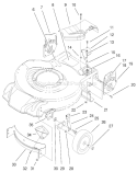 Housing, Handle Brackets and Wheel Assembly Diagram and Parts List for 20027 200000001-200999999 - 2000 Toro Lawn Mower
