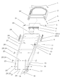 Handle and Control Assembly Diagram and Parts List for 20038 220000001-220999999 - 2002 Toro Lawn Mower