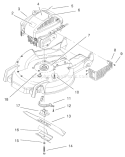 Engine and Blade Assembly Diagram and Parts List for 20045 9900001-9999999 - 1999 Toro Lawn Mower