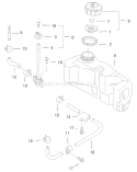 Fuel Tank and Valve Assembly Diagram and Parts List for 20046 200000001-200999999 - 2000 Toro Lawn Mower
